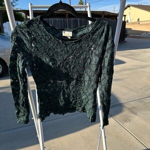 Celine Dark Green Lace Blouse